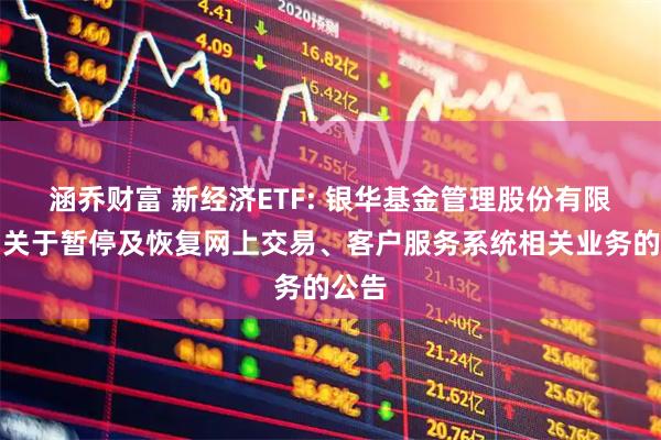 涵乔财富 新经济ETF: 银华基金管理股份有限公司关于暂停及恢复网上交易、客户服务系统相关业务的公告